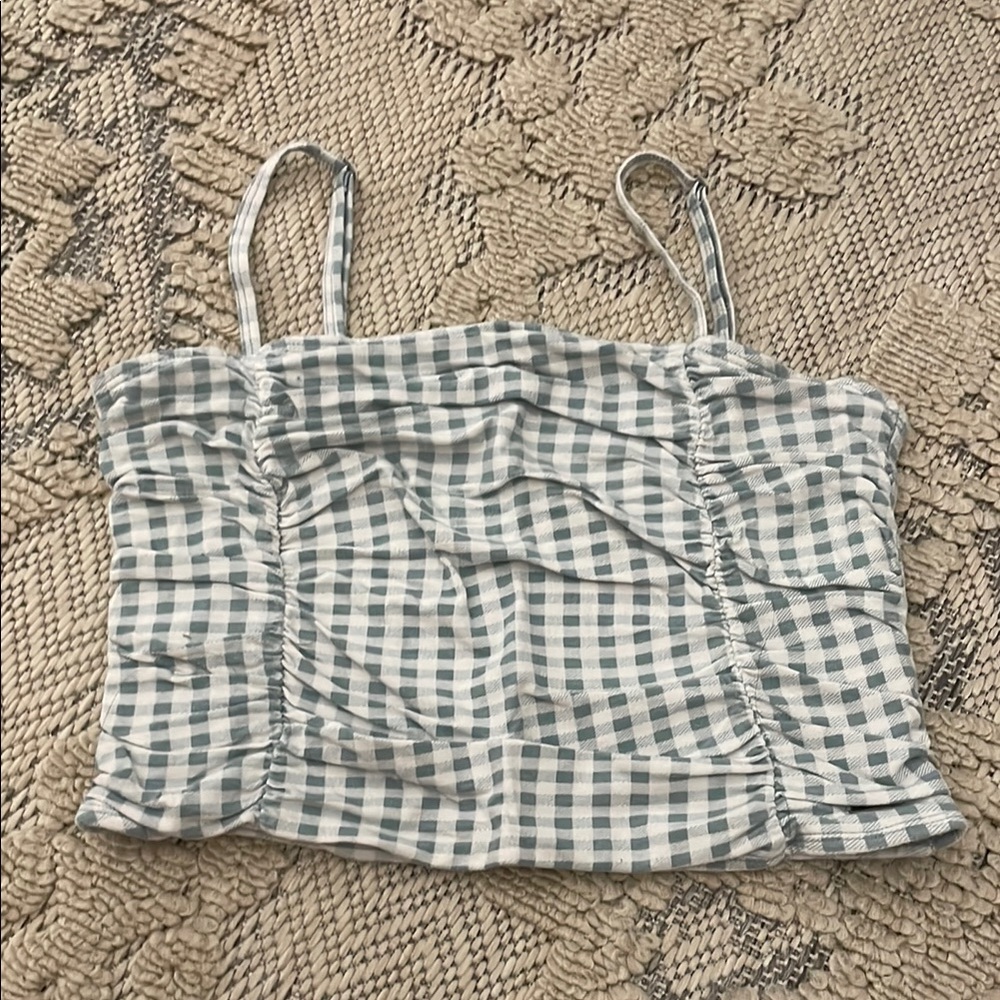 Hollister Checkered Tank Top - Green and White